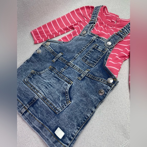 7 for all mankind Denim Overall Dress | 12 months - Picture 2 of 7